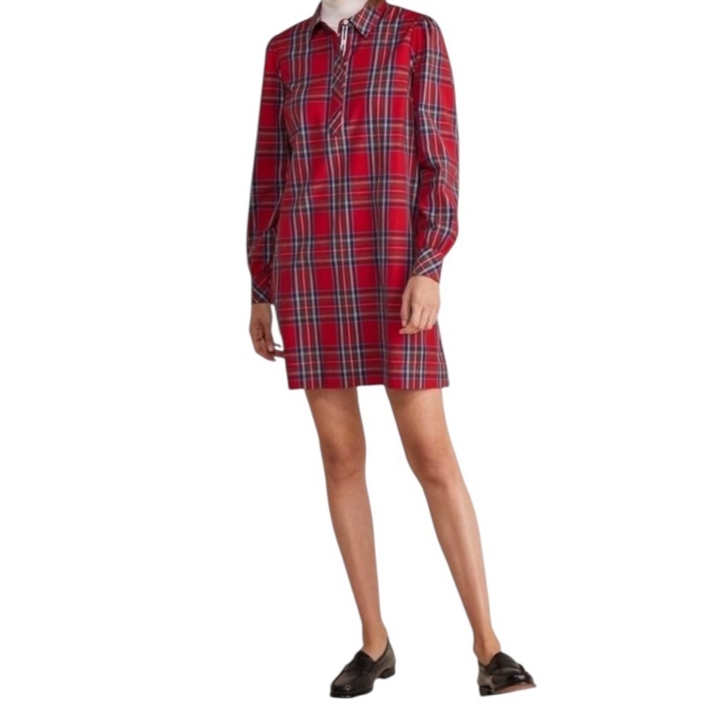 New women's XXS Vineyard Vines Christmas tartan plaid poplin popover dress